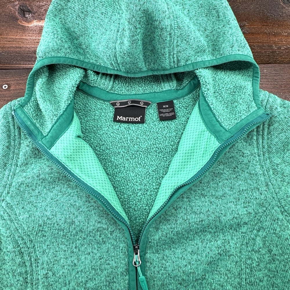 Marmot Norhiem Sweater Knit Fleece Jacket Women's Med Gorpcore Heather Green - Picture 2 of 16